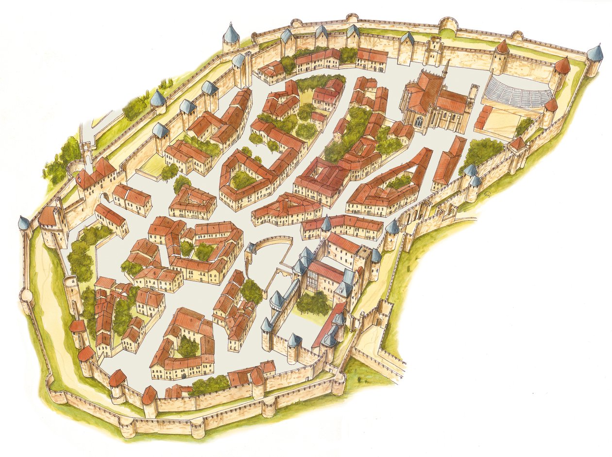 カルカソンヌ、フランス。空撮